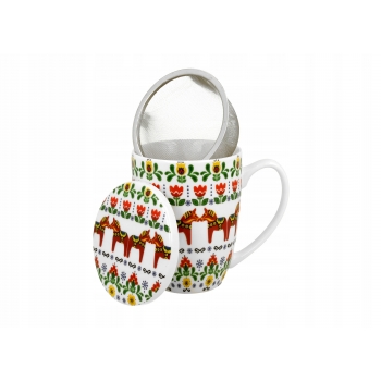 Kubek Porcelanowy Z Zaparzaczem Koniki Etno 320 Ml